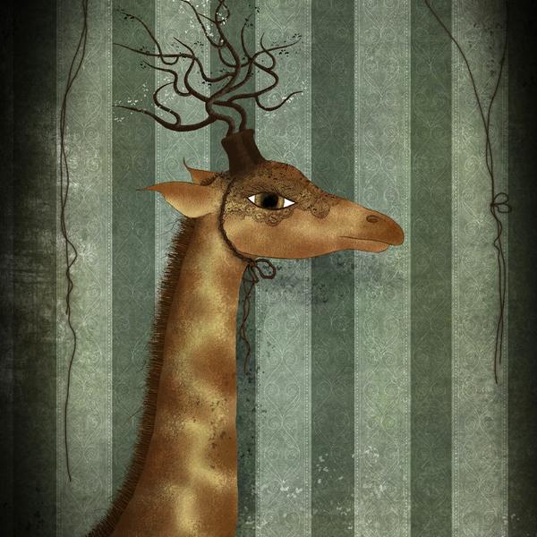 桑德琳·默斯埃在《绘画》中的作品《长颈鹿》