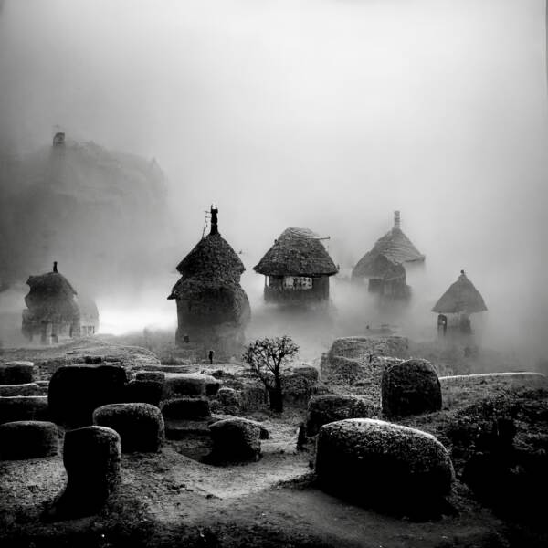 古老的村庄由贝纳萨伊利耶艺术