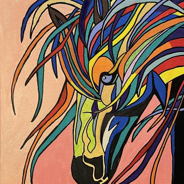 彩色的马由约翰卡洛斯Furtado在画丙烯