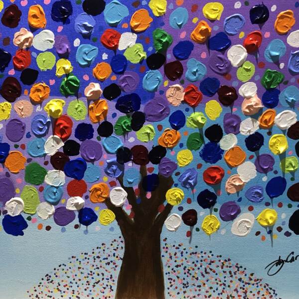 约翰·卡洛斯·费塔多在丙烯画中的多色树